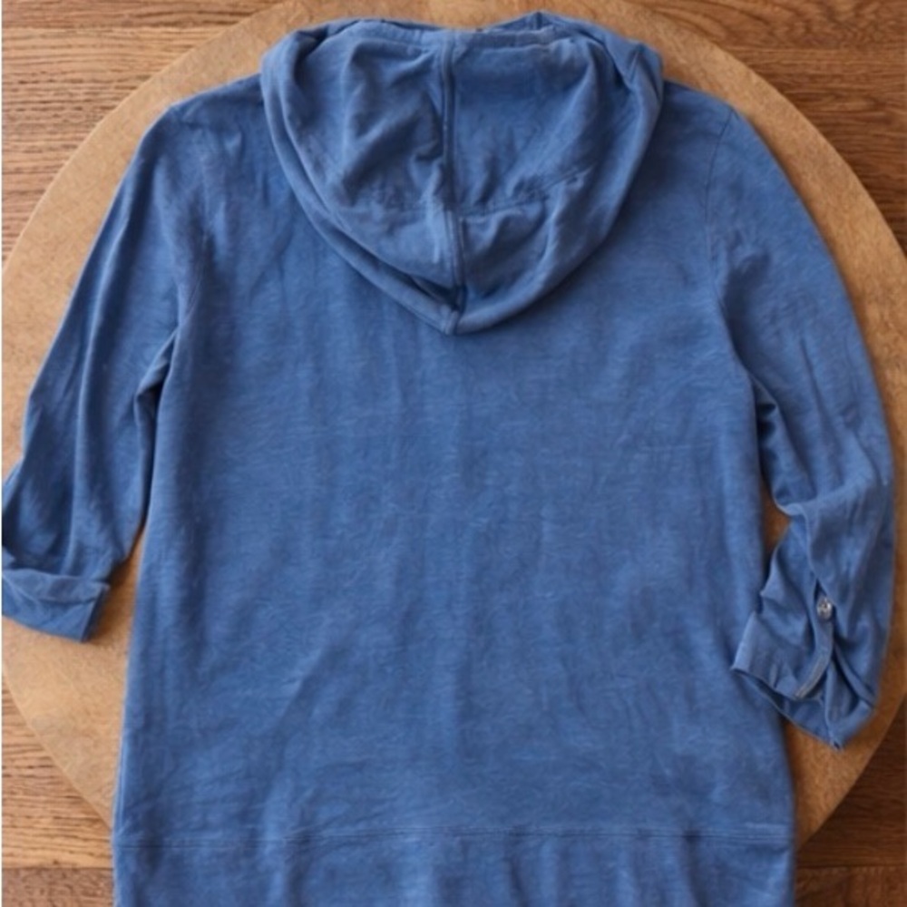 J. Jill Blue Zip-Up Hooded Jacket | Lightweight Casual Hoodie Layer | Size Large - Picture 3 of 6